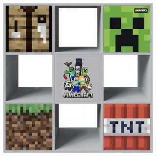 Phoenix Minecraft Regal Grau, Mehrfarbig, 90x90x30 cm, FSC 100%, stehend, Holzmöbel, Holzregale, Bücherregale Holz