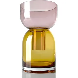 Cloudnola Große wendbare Blumenvase aus Glas, gelb und rosa, 24,1 cm hoch x 14,2 cm Durchmesser, für Zuhause, Hochzeit und Event
