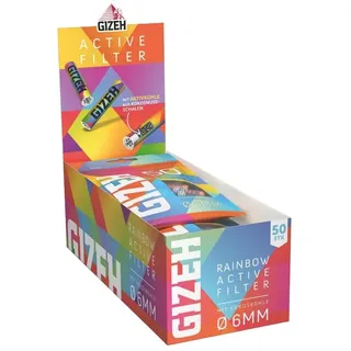 GIZEH RAINBOW Active Filter, Ø 6 mm – 10 Beutel á 50 Filter