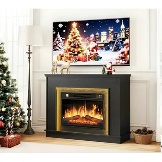 YITAHOME Elektrokamin, 23inch Realistischer 3D Flammeneffekt Erwärmungsfreistehender Elektrischer Kamin mit Timer und 24-Farb-LED-Lichtband und Fernbedienung