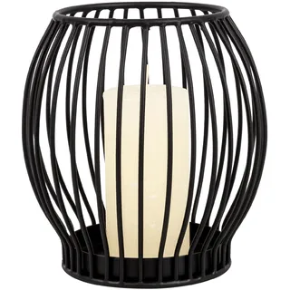 Gadgy Kerzenständer schwarz - Windlicht groß für Kerzen - Kerzenhalter schwarz - Laterne Wohnzimmer Deko - Metall Kerzen Deko - Windlicht schwarz - Laterne schwarz - 14,5 x 15 cm
