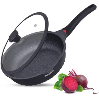INTIGNIS Premium-Bratpfanne mit Deckel, Kratzfest, 30 cm, Extra Tief, Kompatibel mit allen Herdarten, Einschließlich Induktion, Frei von Chemikalien, Super Antihaftbeschichtet