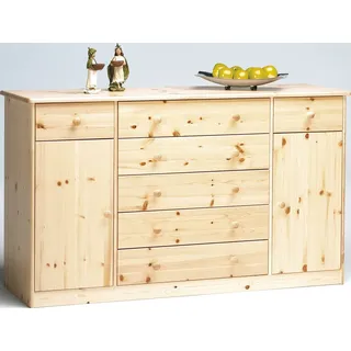 Kommode Highboard Anrichte Sideboard Kiefer natur 7 Schubladen, 2 Türen 90.50-31 - Naturbelassen