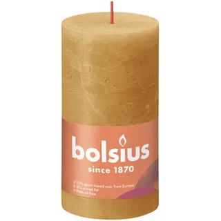 Bolsius Rustiko Shine Stumpenkerze 13 cm gelb