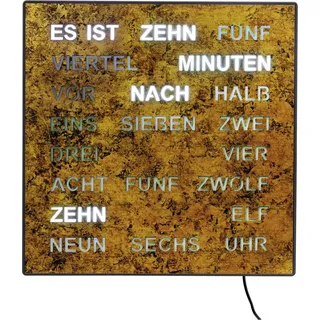 AMS - 1243 - Wand- Tischuhr - Quarz - Wortuhr - 28x28cm - Braun, Schwarz