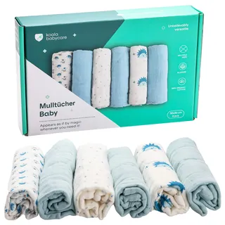 KOALA BABYCARE - Neugeborenes Musselin 30x30 - Packung mit 6 Stück - aus Baumwolle - Blau