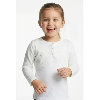 Bolero HAPPY GIRLS "cardigan", Mädchen, Gr. 158, ecru, Strick, Obermaterial: 100% Polyester, unifarben, bauchfrei, Rundhals, Strickjacken Bolero, vorne mit schönen Zierperlen bestickt