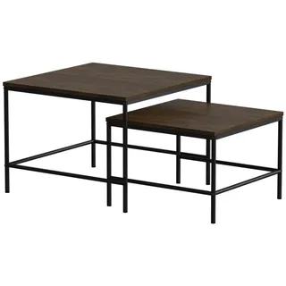 Vicco Couchtisch-Set Ramio, 60 x 60 cm 2 Teile, Eiche rustikal/Schwarz - Braun, Schwarz