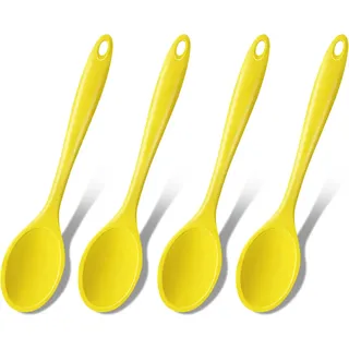 GEEKHOM Kochlöffel Silikon - 4 Stück Silikon Löffel Hitzebeständig 20,5cm, Silikonlöffel Esslöffel Servierlöffel Rührlöffel Set zum Kochen - Alternative zu Kochlöffel Kunststoff, Plastiklöffel