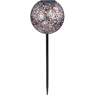 GLOBO LIGHTING LED Solarleuchte "SOLAR" LED-Modul 1 Stk. Warmweiß Solarlampe für Garten, Toller Lichteffekt, Solarkugel mit Erdspieß, silber