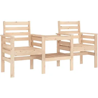 Gartenbank mit Tisch 2-Sitzer Massivholz Kiefer - Braun, Bunt