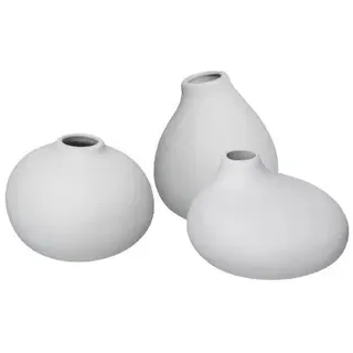 BLOMUS Dekovase "NONA, aus Porzellan, unglasiert" Vase in 3 unterschiedlichen und außergewöhnlichen Formen, hellgrau (micro chip)