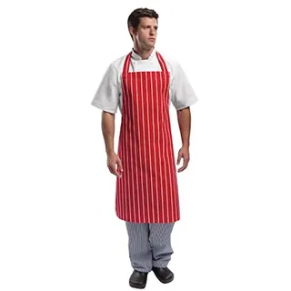 Whites Chefs Apparel A532 Lätzchen Schürze, rot und weiß gestreift