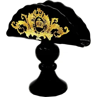 Pompöös by Casa Padrino Luxus Serviettenhalter mit 24 Karat Vergoldung Schwarz / Gold 19,5 x 9 x H. 19 cm - Pompööser Serviettenhalter designed by Harald Glööckler