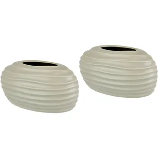 I.GE.A. Dekovase »Keramik-Vase«, 2er Set Kleine Vase Weiß Modern Keramik Tisch Küche Büro Pampasgras, beige