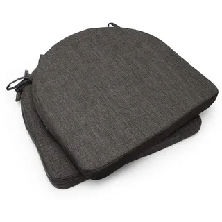 CEWROM Stuhlkissen für draußen, 2er-Set Stuhlkissen mit Bindebänder, Terrassenstuhlkissen für Gartenmöbel, Sitzkissen Outdoor für Stühle/Bänke, Terrassenstuhlpolster Esszimmerstuhl 42x43 (Dunkelgrau)