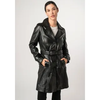 Mauritius Ledermantel »MWLeonne« mit Tailliengürtel, mit Ärmelbändern, schwarz