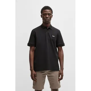 Boss Poloshirt BOSS ORANGE "Pe Interlock", Herren, Gr. L, schwarz (schwarz001), Jersey, Obermaterial: 100% Baumwolle, unifarben, regular fit, hoch geschlossener Ausschnitt, eingesetzt Strickbündchen, Shirts, aus Baumwoll-Piqué mit Logo-Print Regular