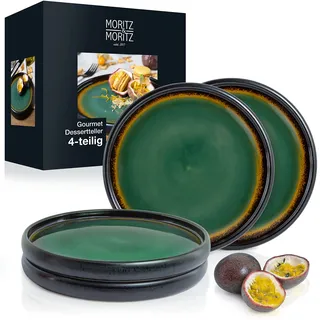 Moritz & Moritz Steingut Teller Set Klein - 4 Stück 21 cm - Steingut Teller Set als Dessertteller, Kuchenteller, Frühstücksteller - Geschirr Set zum Servieren - Serie Solid