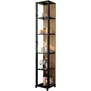 fif Möbel Vitrine OPTIMA 31,5 x 32 x 172 cm Schwarz