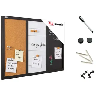 ALLboards Whiteboard-Pinnwand 3-in-1 Kombitafel 60,0 x 40,0 cm Textil schwarz