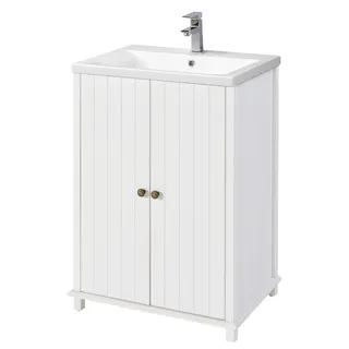 Home Affaire Waschtisch HOME AFFAIRE "Vili", weiß (weiß, weiß), B:61cm H:83,5cm T:44,5cm, Massivholz, Waschtische, Waschtisch, Badmöbel aus massiver Kiefer, Breite 61cm, 2 Türen