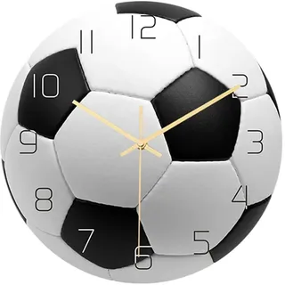 WINOMO Wand Fußball Uhr Fußball Wanduhr Sport Fußball Ball Druck Runde Acryl Wanduhr Schweigen Nicht Tickt Kunst Malerei für Kinder Schlafzimmer Wohnzimmer Büro Schule Wohnkultur Keine