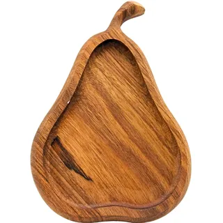 Dekohelden24 Holz Dekoschale als Birne in Natur, Maße L/B/H 19 x 13 x 2,5 cm