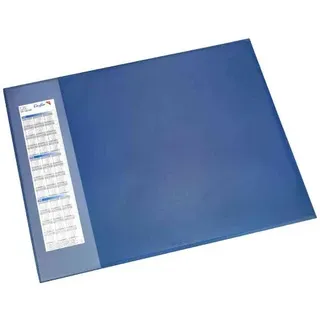 Läufer Schreibunterlage Durella D1 Schreibtischunterlage mit transparenter Seitenleiste und Kalender, 52x65cm, blau,