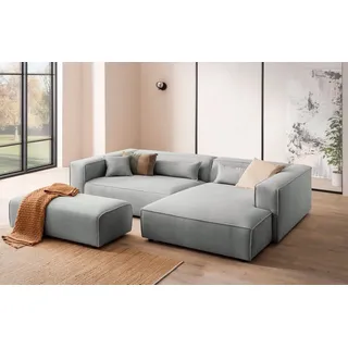 LeGer Home by Lena Gercke Ecksofa »PIARA XXL, L-Form, Schlaffunktion, Cord, Leinenoptik o. Strukturstoff« Hocker stellbar zum Schlafsofa (Krokodilverbinder), tiefe Sitzfläche,