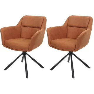 Mendler 2er-Set Esszimmerstuhl HWC-K33, Küchenstuhl Stuhl, drehbar Auto-Position, Stoff MVG ~ Wildleder-Optik braun