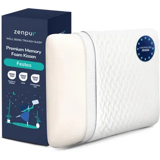 ZenPur Festes Orthopädisches Kissen 40x60 (13 cm) Ergonomisches Nackenkissen aus Memory Foam Orthopädisches Kopfkissen für Seiten und Rückenschläfer Oeko-TEX Zertifiziert