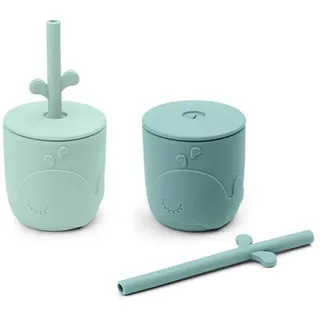Done By Deer Straw 2 Pack Wally Tasse - Blue - 12 Monate