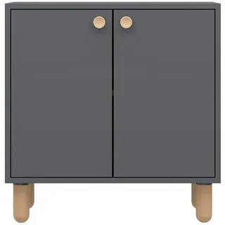 Calicosy Sideboard mit 2 Türen und Füßen aus massivem Buchenholz 36/72/73 cm , Anthrazit , Holzwerkstoff , 36x73x43 cm , Kleinmöbel, Kommoden, Sideboards