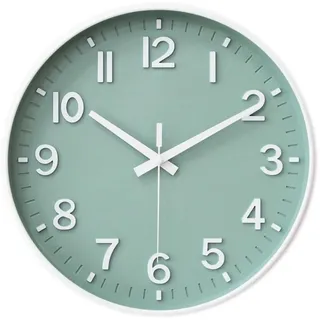 HZDHCLH Funk Wanduhr 30 cm Lautlose Wanduhr Ohne Tickgeräusche, Moderne Batteriebetriebene Uhr für Zuhause, Küche, Wohnzimmer, Büro, Wanddekoration(Grüner Rahmen)