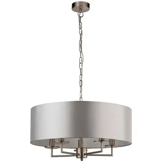 Hängeleuchte , Silberfarben, Weiß , Metall, Textil , 123 cm , höhenverstellbar , Lampen & Leuchten, Leuchtenserien