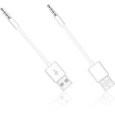 Cerrxian USB-Kabel, 10,5 cm Länge, 3,5 mm 2-in-1 USB-Ladegerät und Sync-Datenkabel für Apple iPod Shuffle 3./4./5./6./7. Generation (2 Packungen - weiß)