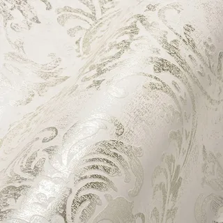 A.S. Création Travel Styles Vliestapete - Tapete in Barockoptik in Weiß und Silber - klassische Wandtapete für verschiedene Räume in 10,05 m x 0,53 m