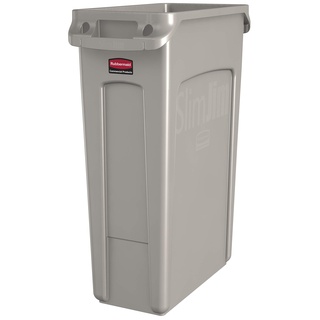 Rubbermaid Commercial Products FG354060BEIG Slim Jim mit Lüftungskanälen, 87 L, Beige