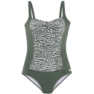 LASCANA Badeanzug »Sansa« mit bedrucktem Einsatz und Shaping-Effekt, grün