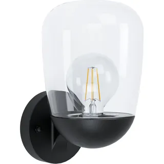 EGLO Wandleuchte Aluminium Schwarz IP44 E27 klar
