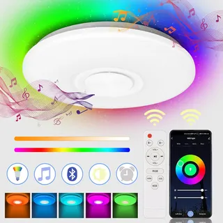 Yakimz LED Musik Deckenleuchte bluetooth Lautsprecher APP Deckenlampe Mit Fernbedienung 36W - Weiß