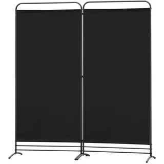 Angel Living Paravent 2 Teilig Klappbar Raumteiler Freistehend Sichtschutzwand Raumteiler Stellwand Trennwand Sichtschutz für Büros, Balkon,Schlafzimmer,Außengarten, 162 x 180cm Schwarz