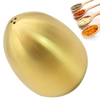 INHEMING Salz und Pfefferstreuer, Edelstahl Salzstreuer in Ei-Form, Mini Salz und Pfeffer Streuer,Gewürzstreuer,Gewürzspender, 3 Loch(Gold)