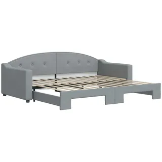 vidaXL Tagesbett Ausziehbar Hellgrau 90x200 cm Stoff - Grau