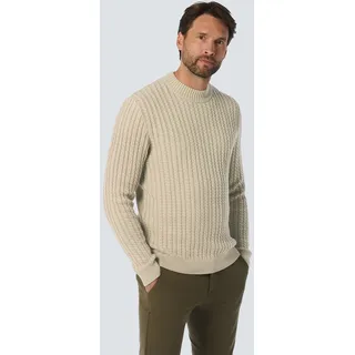 Strickpullover NO EXCESS, Herren, Gr. 3XL, beige (cement), Strick, Obermaterial: 95% Baumwolle, 5% Polyester, unifarben, regular fit hüftlang, Rundhals, Rippstrickbündchen, Pullover Strickpullover, mit Zopfmuster