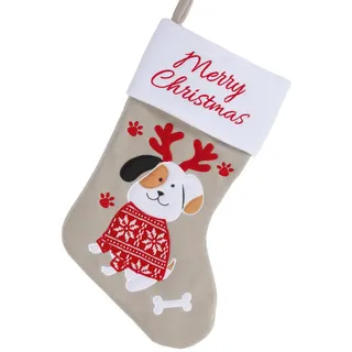 Haustier Weihnachtsstrumpf mit Bestickter Fröhliche Weihnachten Und Hund Bild