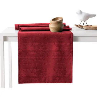 AmeliaHome Tischläufer Set 35x200 cm und 115x200 cm Lotuseffekt Wasserabweisend Schlangenhautmuster Bordeaux Vesta