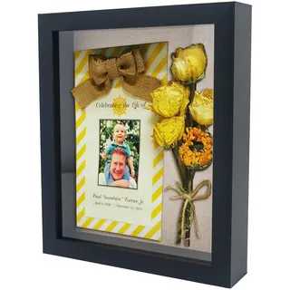 GraduatePro Bilderrahmen zum Befüllen Tief für Objektrahmen Schwarz mit Glas Hochzeit 3D Box Deko Wand Oder Schreibtisch Family Geschenk 20x25 cm