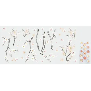 RoomMates RMK3856GM Cherry Blossom Branch Wandtattoo Wandsticker Wanddeko, Rosa, Weiß, Pfirsich, 17 Elemente, 1 Blatt á 45,72 cm x 101,6 cm